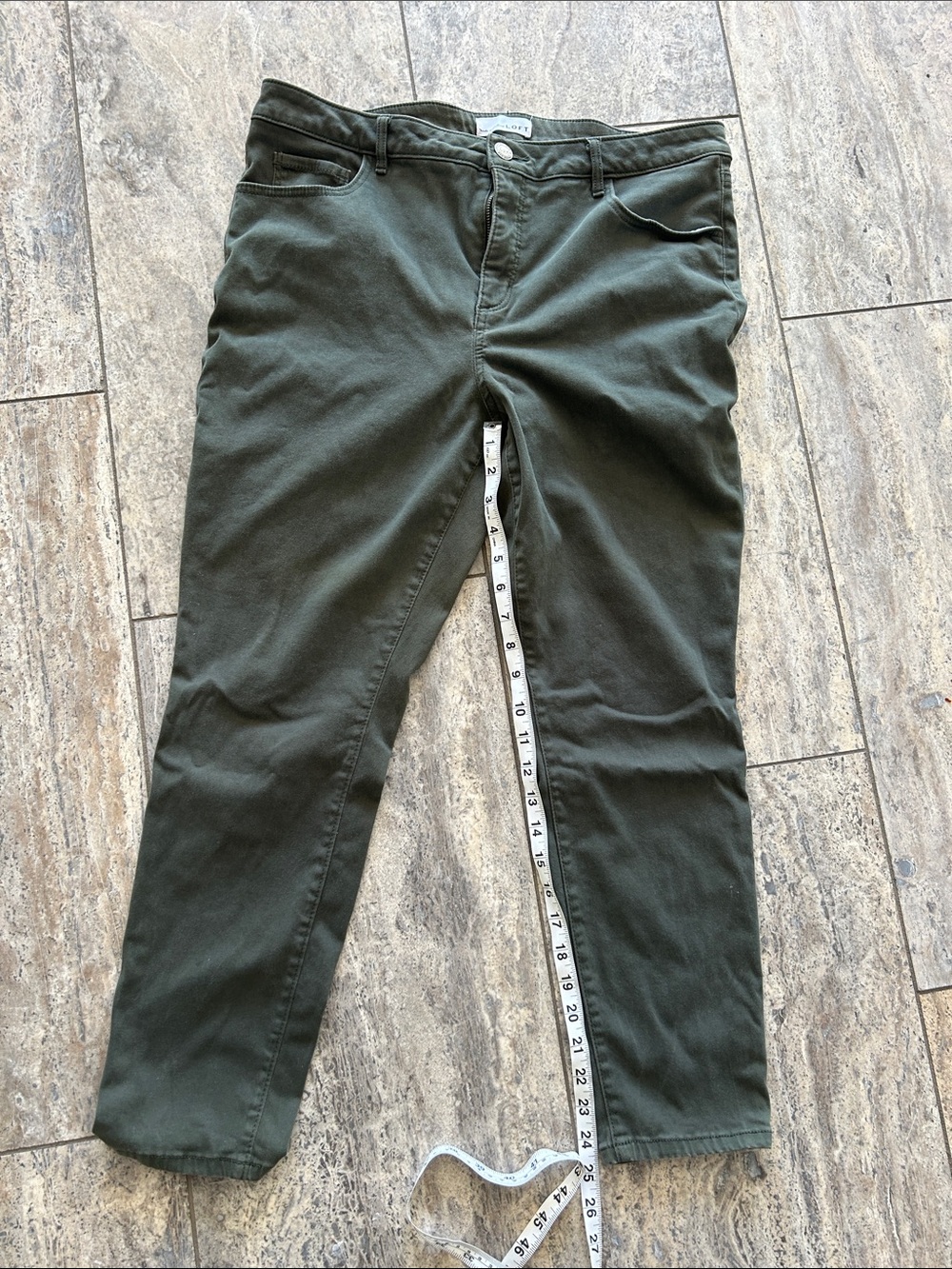 LOFT Dark Olive Straight Leg Pants